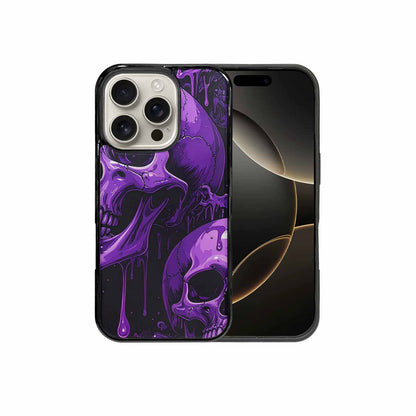 iPhone 16 Pro Case — Monochrome Purple Skeletons Neon Drip Melting, Custom Print Case Cover