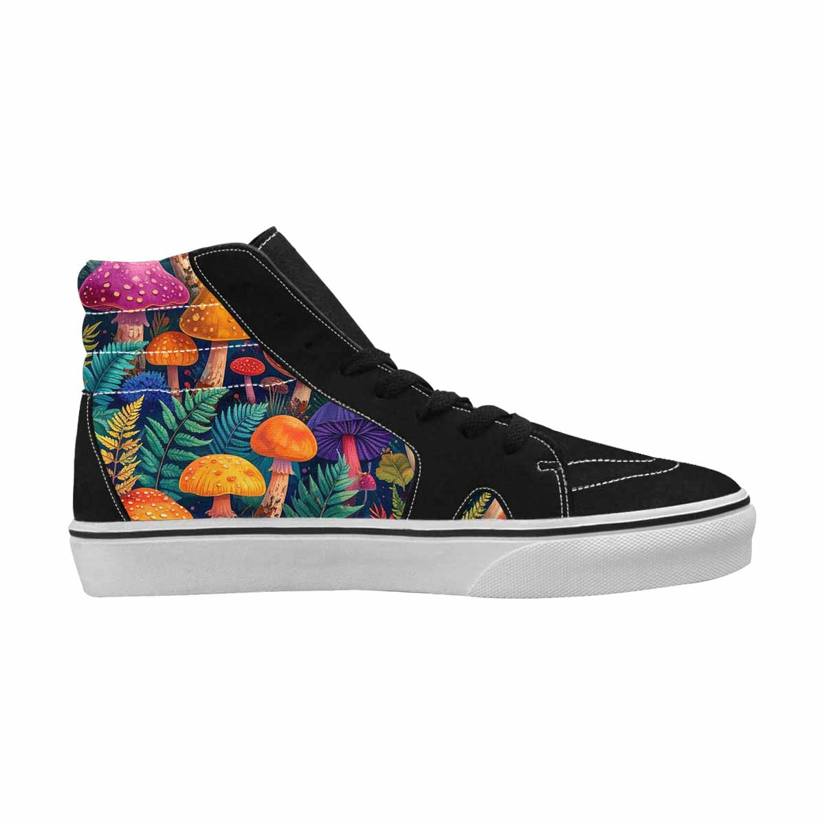 MEN'S Mushrooms  Botanical Mushrooms High Top Canvas Kaleidoscope Sneakers