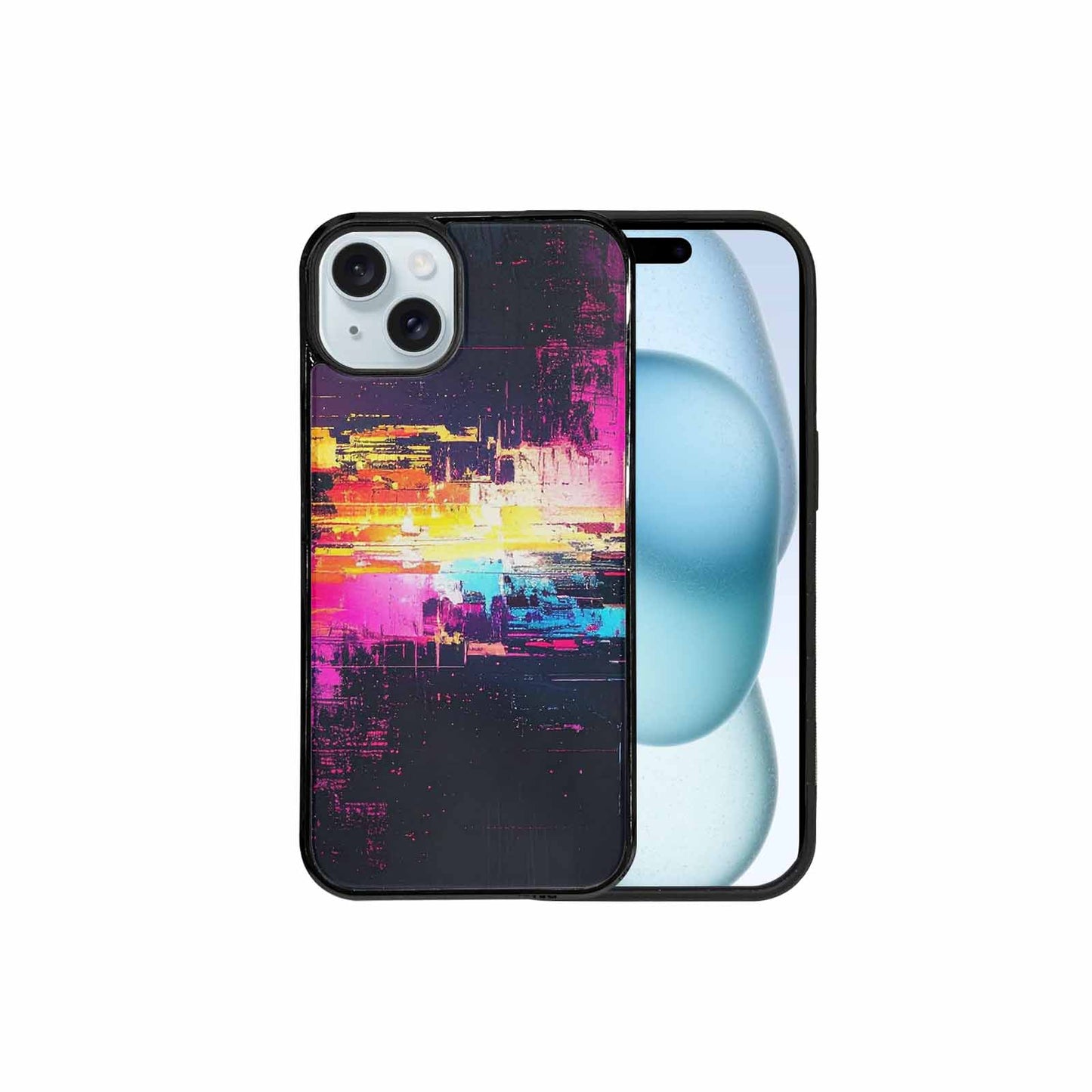 iPhone 15 Plus Case — Glitch Dark Art Seamless Pattern Vibrant, Custom Printed Phone Case