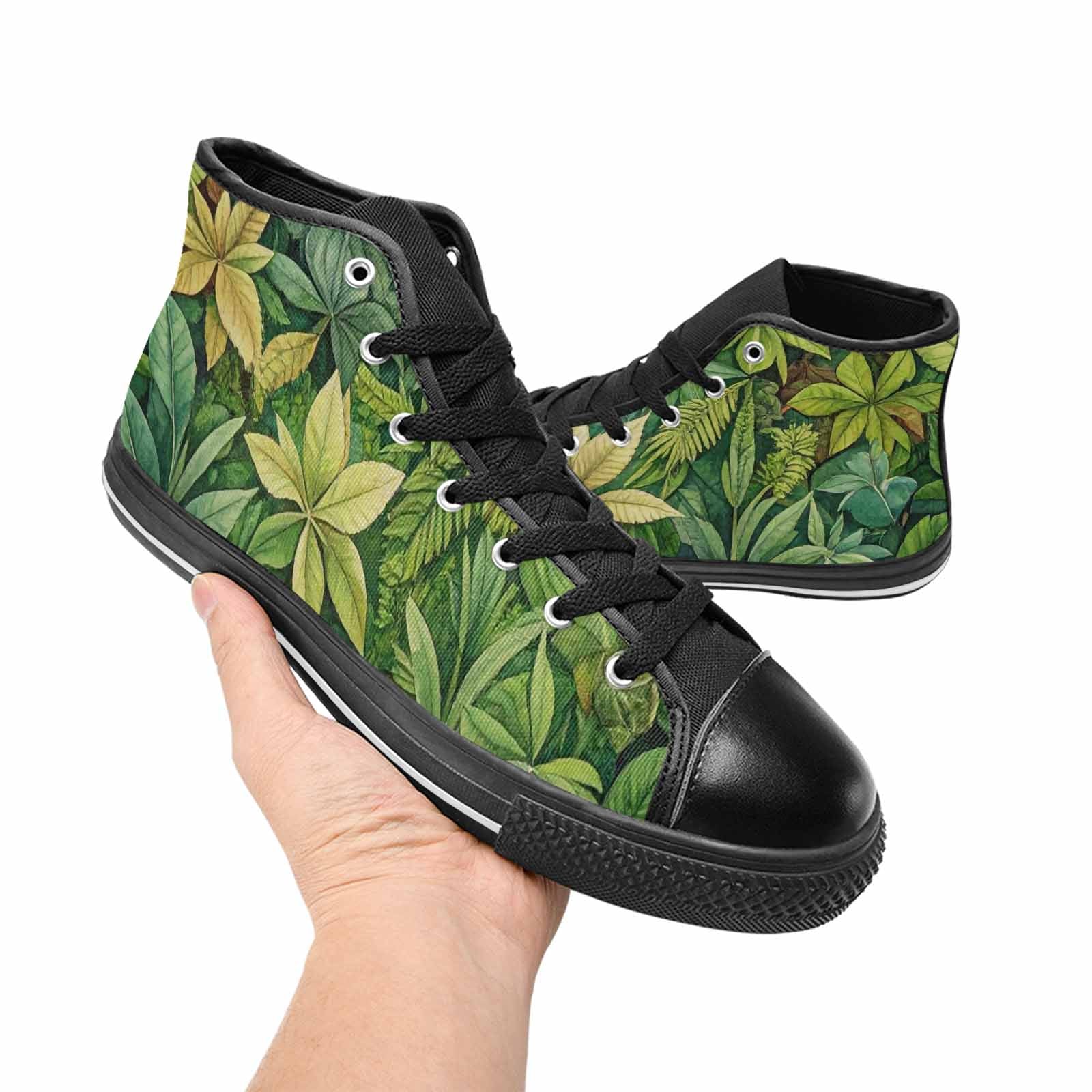 MEN'S Seven-Point Palmate Leaf High Top Canvas Vibrant Chaos Shoes