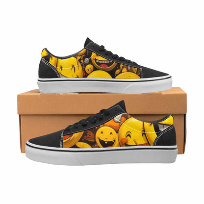 WOMEN'S Melting Moon Smiley  Lace-Up Canvas Kaleidoscope Sneakers
