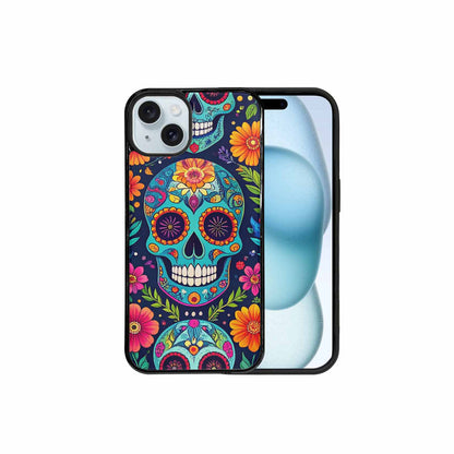 iPhone 15 Plus Case — Rainbow Sugar Skull Weave 3 Personalized, Unique Phone Case Design