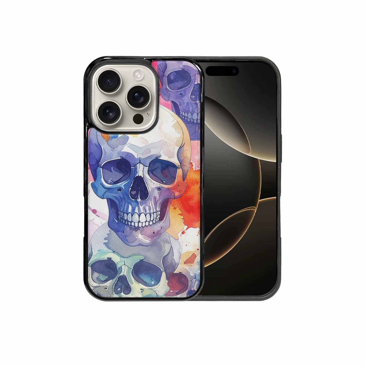 iPhone 16 Pro Case — Kulls Watercolor Skulls Small Skull Pattern, Custom Made Phone Cover
