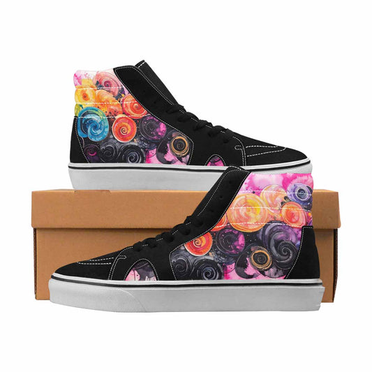 MEN'S Tie Dye Black & Pink Ink High Top Canvas Custom Fashion Dark Academia Sneakers