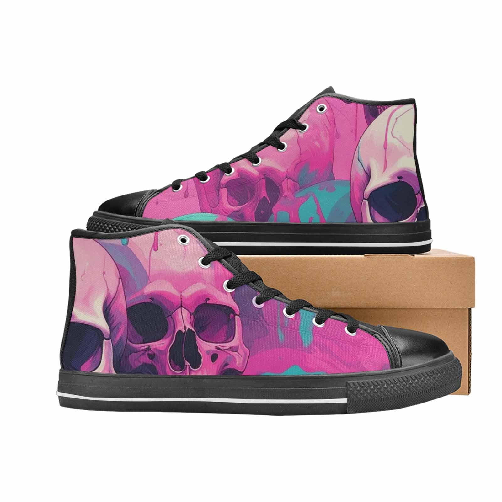 MEN'S Thousands Of Skulls High Top Canvas Wallpaper Art Shoes