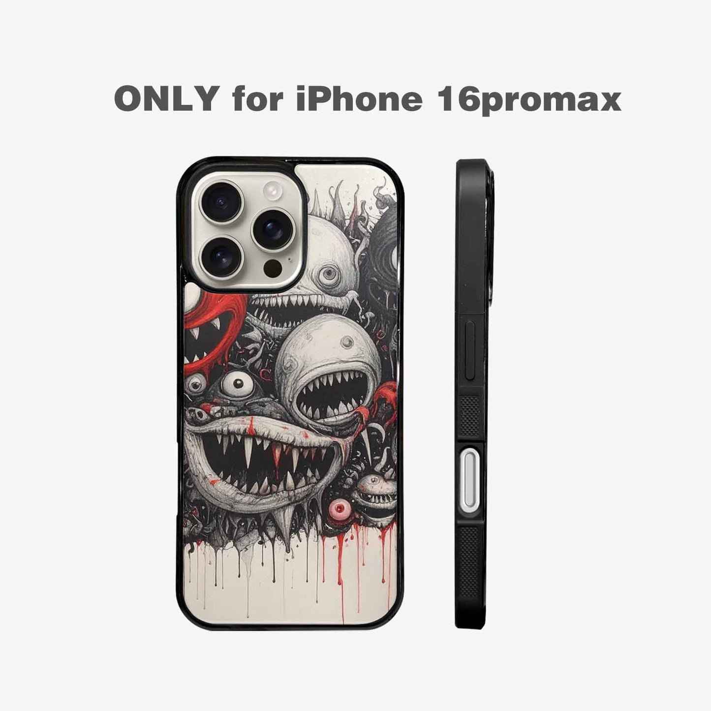 iPhone 16 Pro Max Case — Multi Eye Monster Black Red Ink, Custom Designed Case Cover