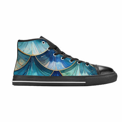 MEN'S Mermaid Scale High Top Canvas Wallpaper Art Shoes