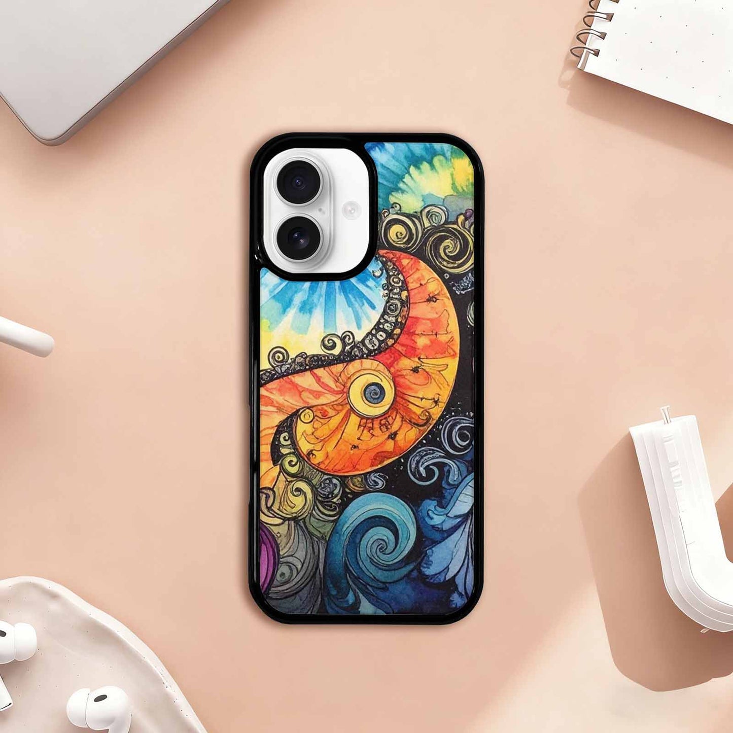 iPhone 17 Case — Tie Dye Swirls (black Tie Dye, Custom Print Case Cover