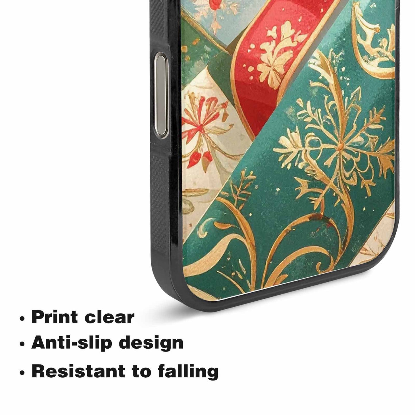 iPhone 15 Pro Max Case — Christmas Wrapping Paper Pattern Art Wallpaper, Personalized Phone Case