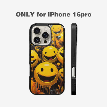 iPhone 16 Pro Case — Melting Moon Smiley Red Splatt, Custom Designed Case Cover