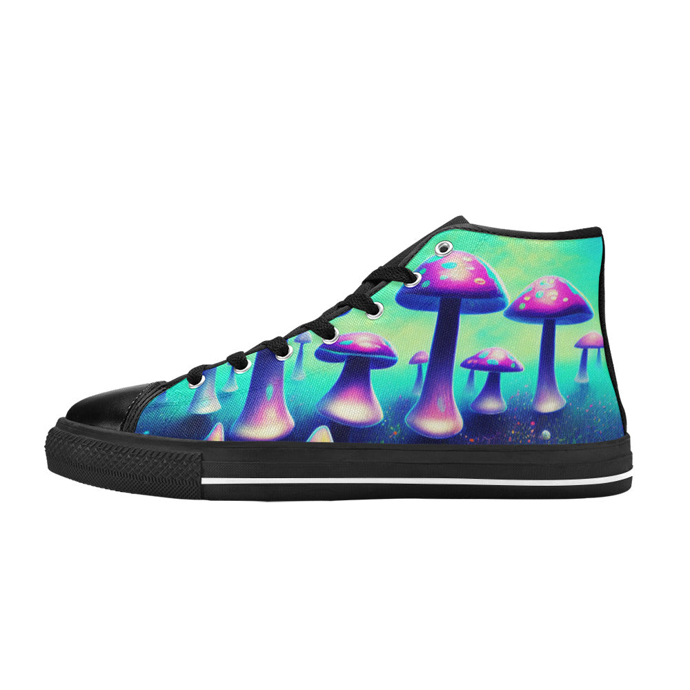 MEN'S Colorful Mushrooms Art Vibe High Top Canvas Aesthetic Custom Sneakers