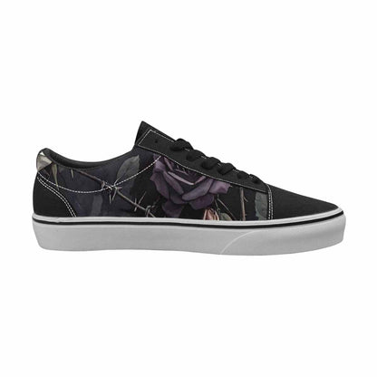 WOMEN'S Black Gothic Rose Canvas Lace-Up Cottagecore Custom Shoes