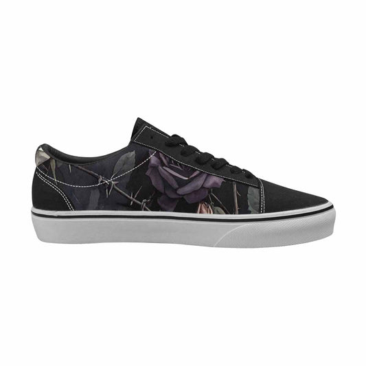 WOMEN'S Black Gothic Rose Canvas Lace-Up Cottagecore Custom Shoes