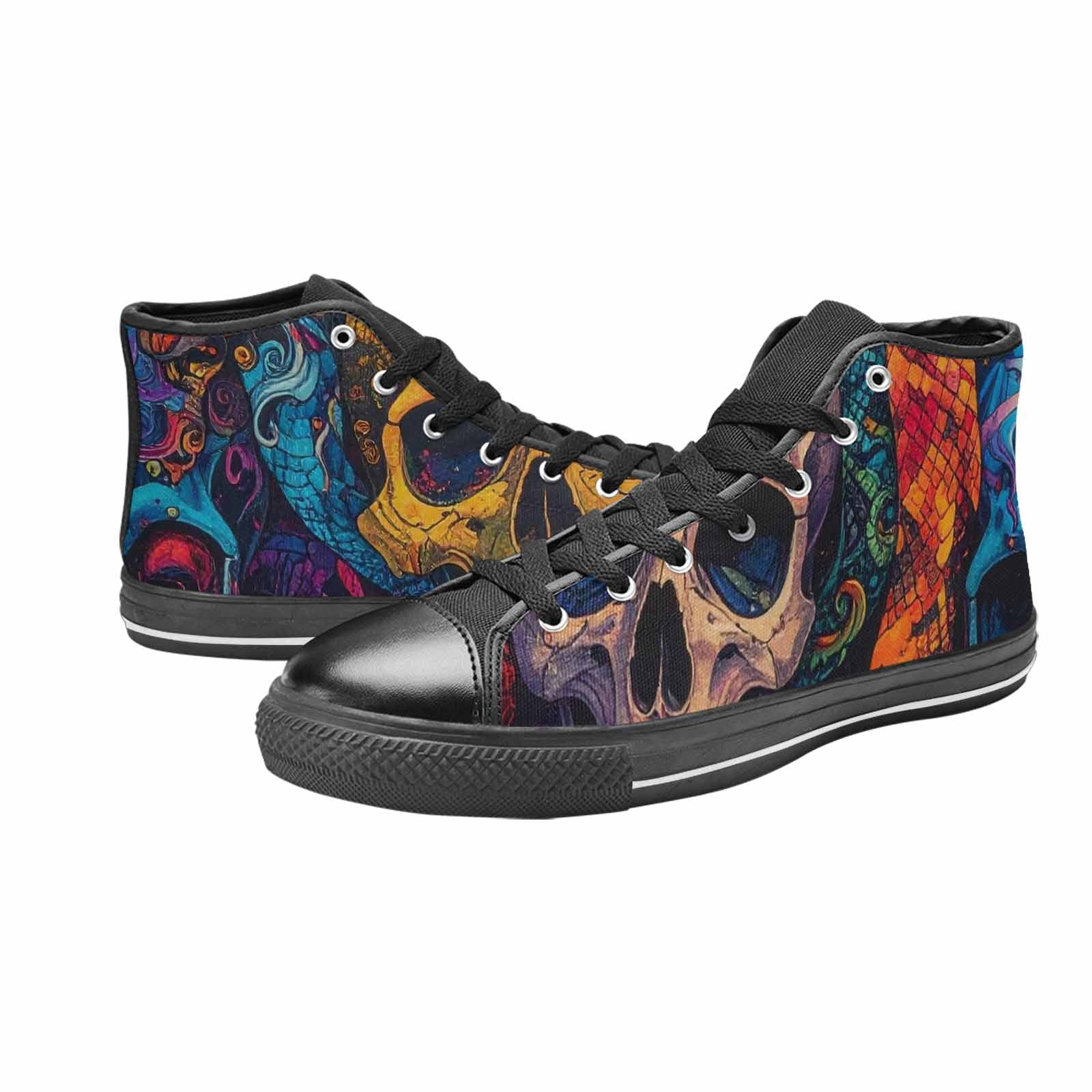 WOMEN'S Snakes And Skulls Collage High Top Canvas Dark Academia Custom Sneakers