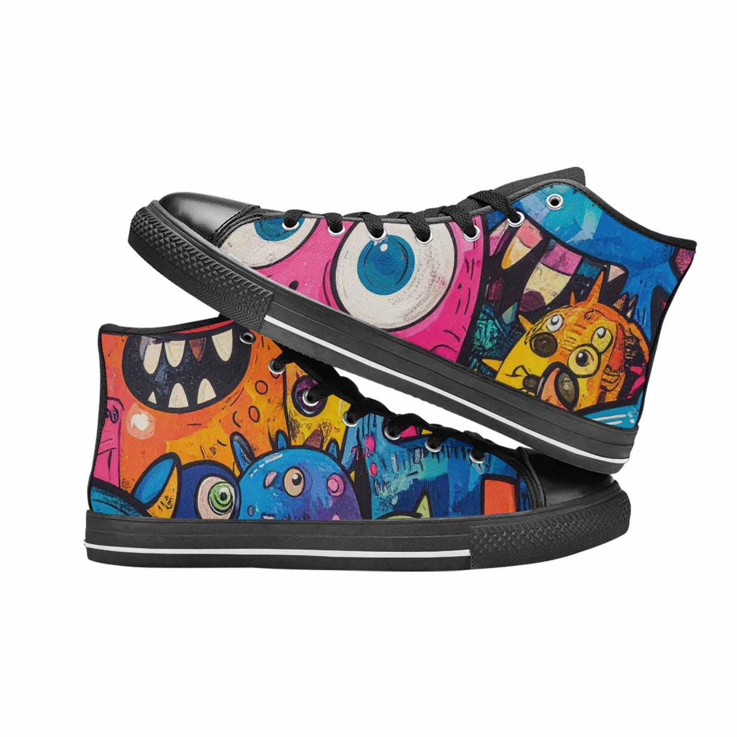 WOMEN'S Goofy Cartoon Monster High Top Canvas Grunge Custom Shoes