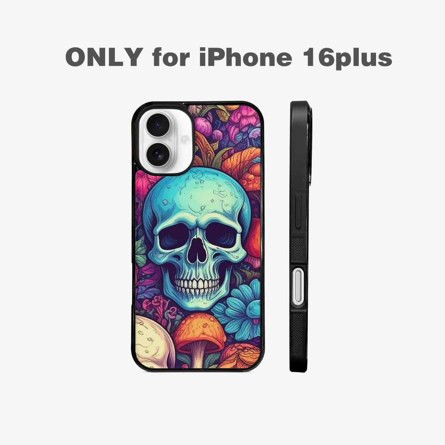 iPhone 16 Plus Case — Mushroom Skull Custom, Custom Phone Case