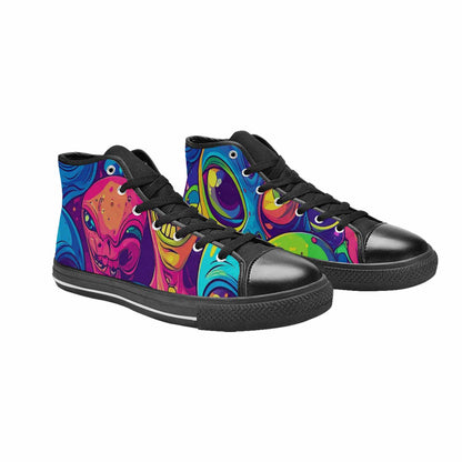 MEN'S Alien Ufo Cartoon High Top Canvas Vibrant Chaos Shoes