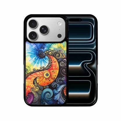 iPhone 17 Pro Case — Tie Dye Swirls Black White Tie, Personalized Phone Case