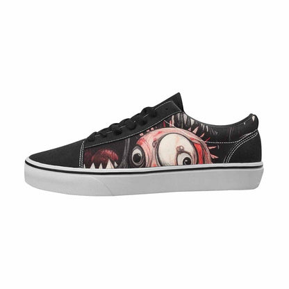 WOMEN'S Monsters Black & Red Ink Canvas Bold Print Cottagecore Custom Printed Shoes