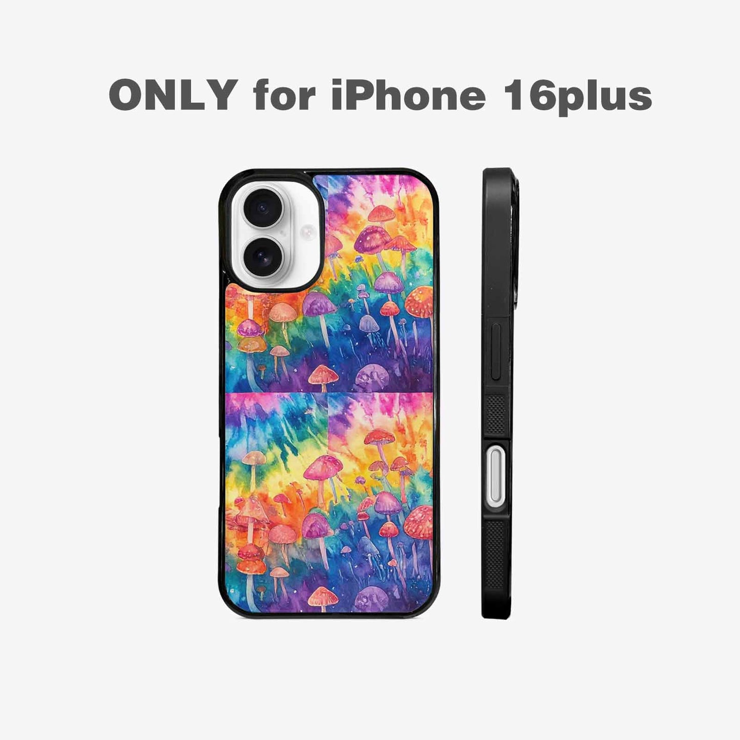 iPhone 16 Plus Case — Mushrooms Tie Dyemushrooms Pat, Custom Phone Case