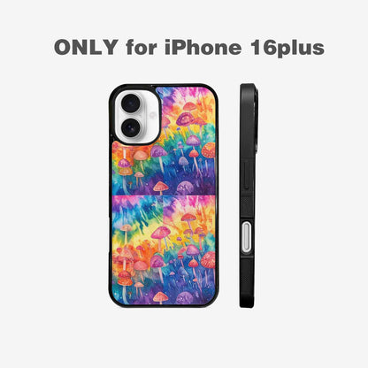 iPhone 16 Plus Case — Mushrooms Tie Dyemushrooms Pat, Custom Phone Case