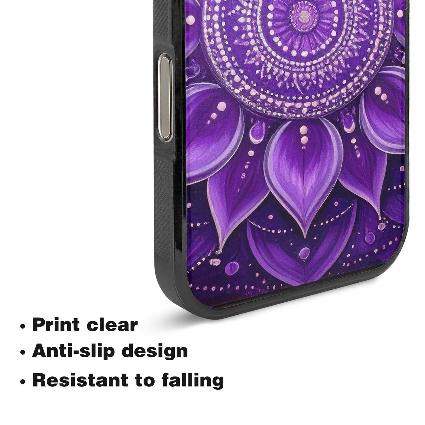 iPhone 16 Pro Max Case — Purple Mandala Bohemian Print Edge To, Customized Protective Case