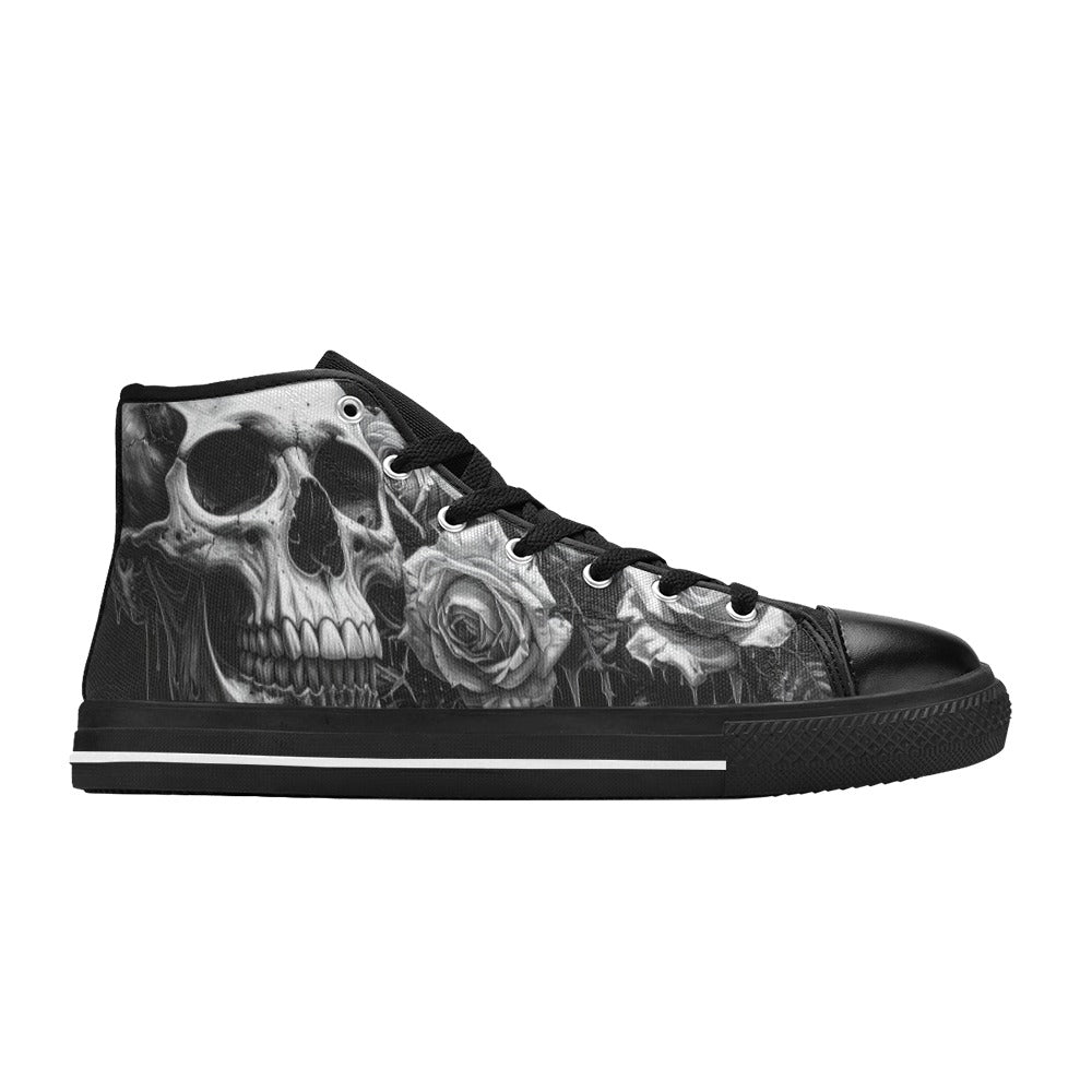 Skull Goth Dark Art Women's High Top Canvas Shoes | Freaky Shoes®