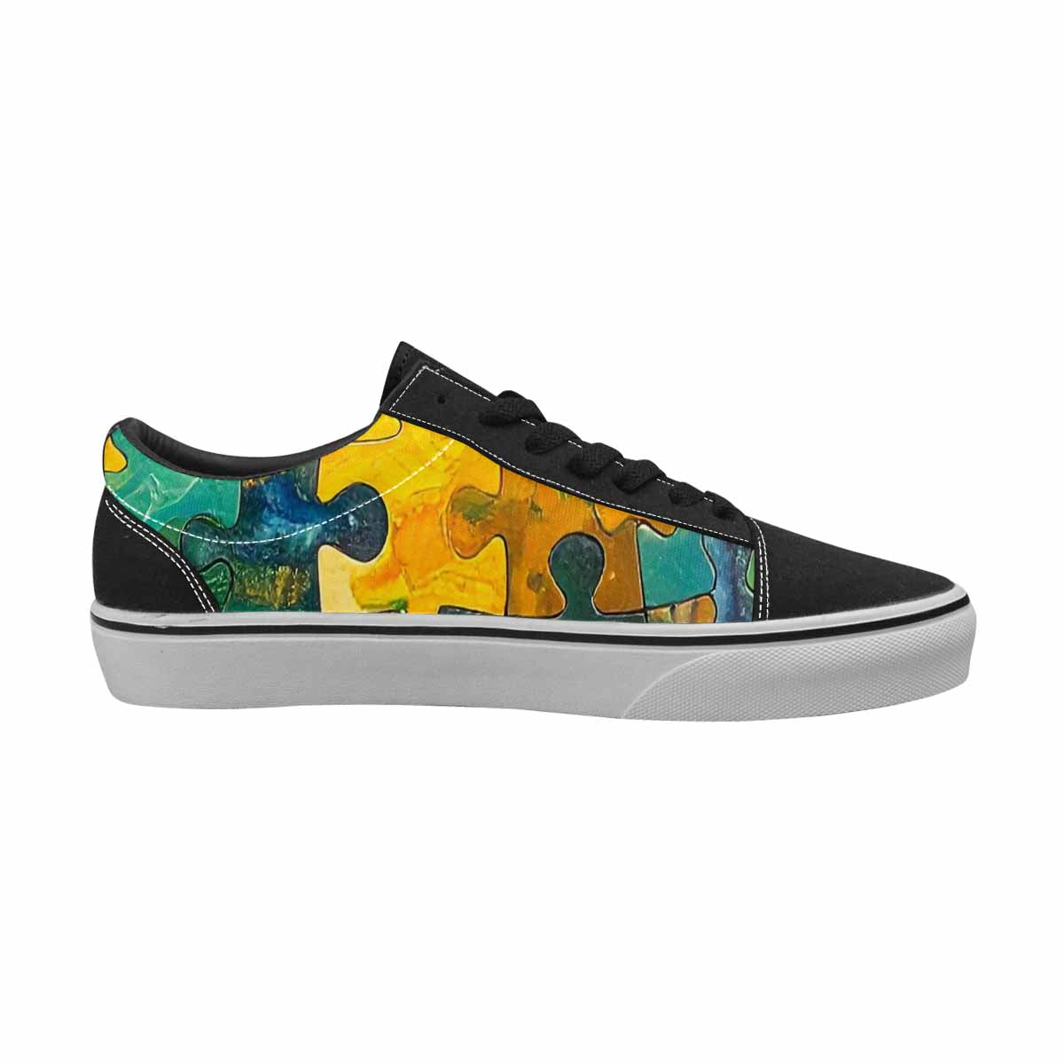 WOMEN'S Autism Puzzle Pieces Lace-Up Canvas Melting Art Custom Sneakers