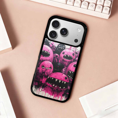 iPhone 17 Pro Case — Black Pink Ink Monsters General Cartoon, Custom Art Phone Cover