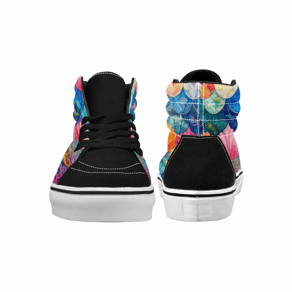 MEN'S Fish Scale Coral High Top Canvas Wallpaper Art Custom Sneakers