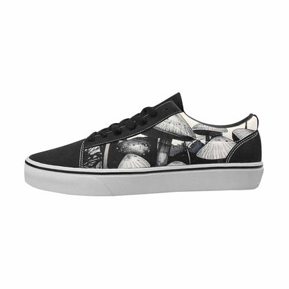 MEN'S Mushrooms Black & Blue Ink Canvas Original Design Kaleidoscope Custom Art Shoes