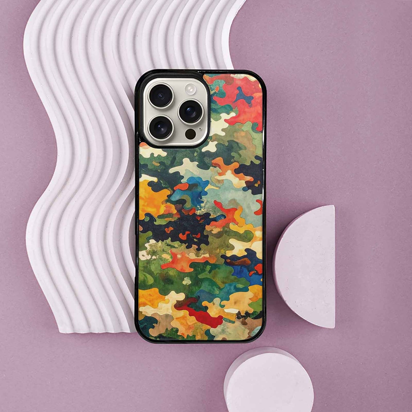 iPhone 16 Pro Max Case — Camo Patches Full Color Vibrant Camo, Custom Print Case Cover