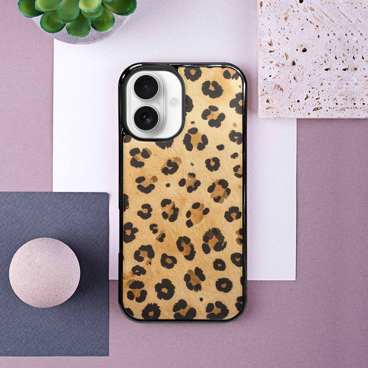 iPhone 16 Case — Cheetah Print Sandy Tan Base With, Custom Print Case Cover