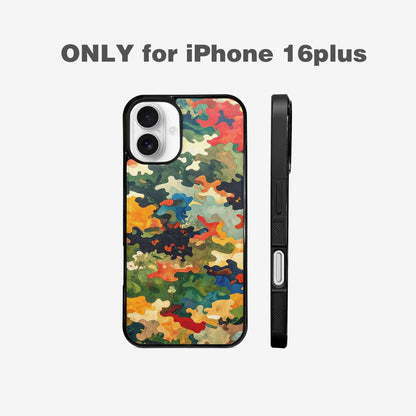iPhone 16 Plus Case — Camo Patches Full Color Vibrant Camo, Custom Designed Case Cover