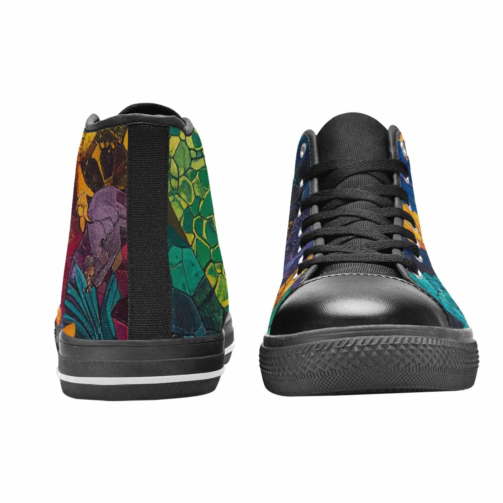 MEN'S Dinosaur Silhouette High Top Canvas Grunge Custom Sneakers