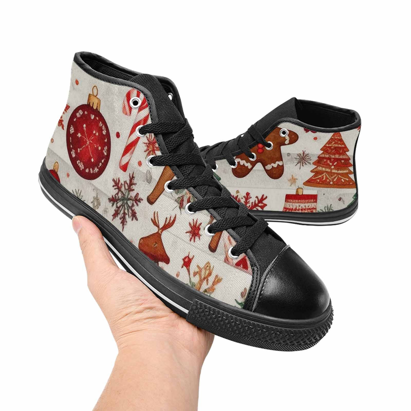 MEN'S Christmas Holly Snowflake High Top Canvas Dreamcore Sneakers