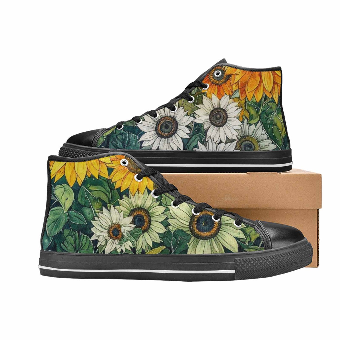 MEN'S Sunflower High Top Canvas Cottagecore Sneakers