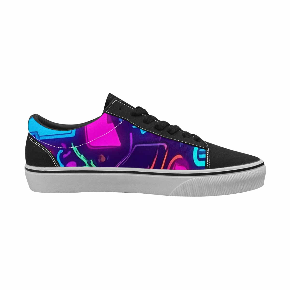 WOMEN'S 80s Retro Motif Lace-Up Canvas Vibrant Chaos Custom Sneakers