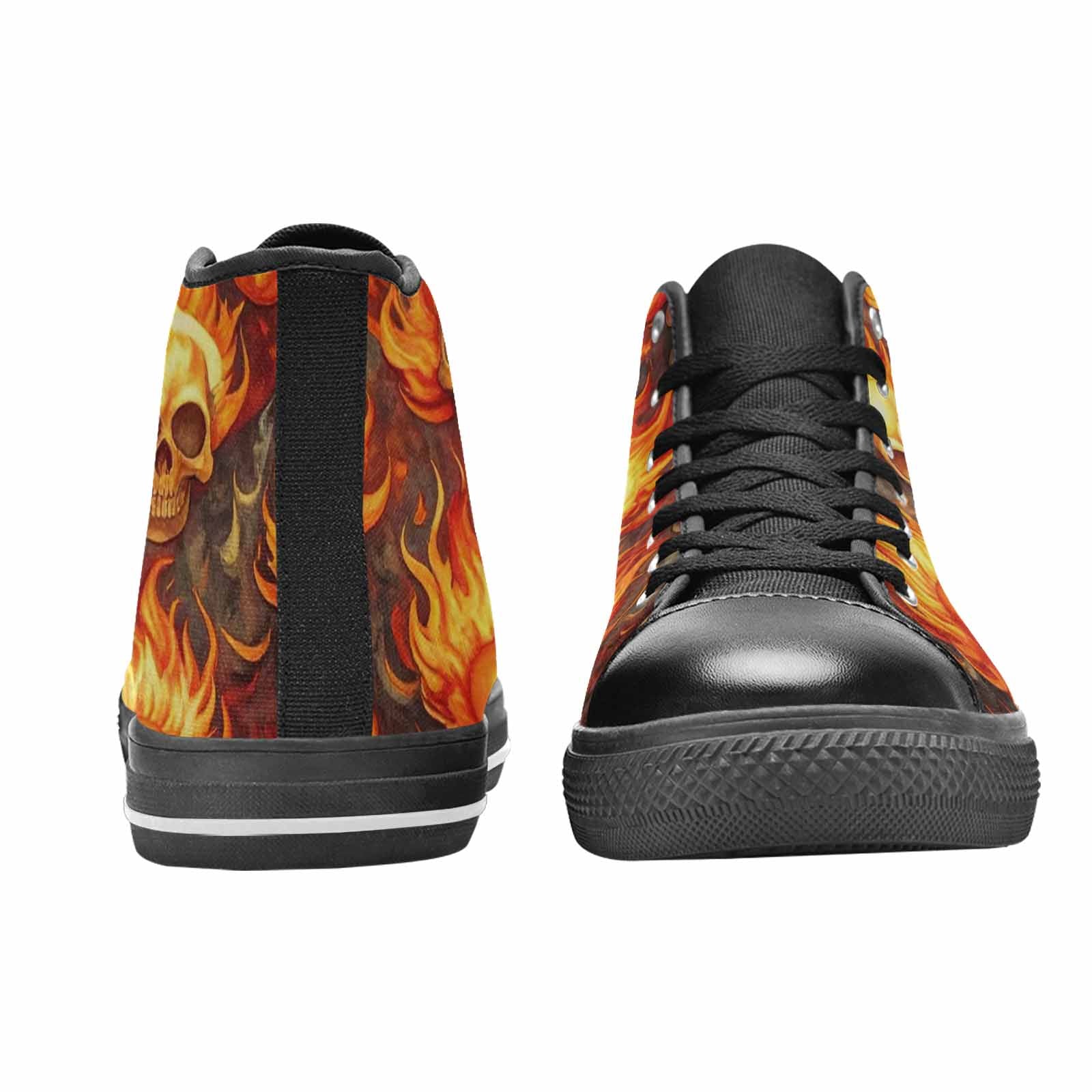 WOMEN'S Skulls - Flaming High Top Canvas Y2K Custom Sneakers
