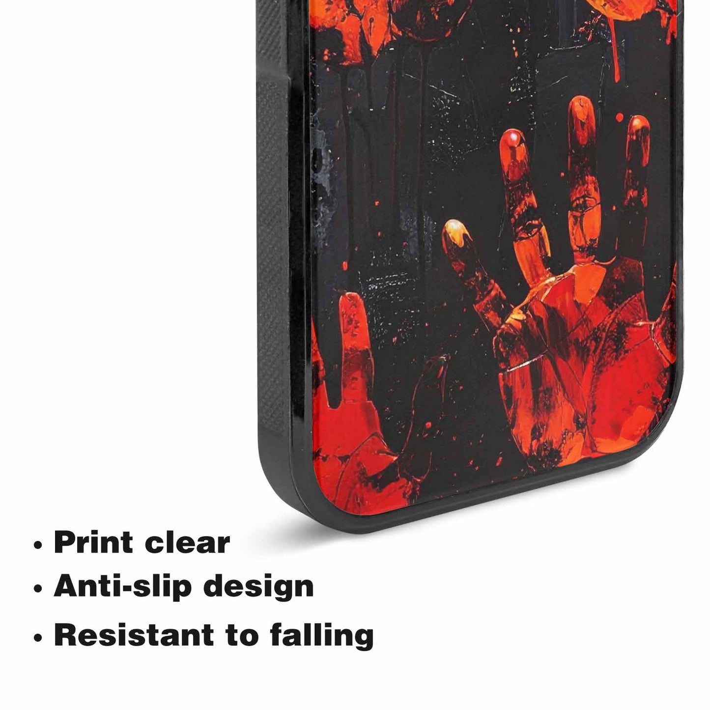 iPhone 15 Plus Case — Splatter Paint Art Hand Prints Black, Custom Art Phone Cover