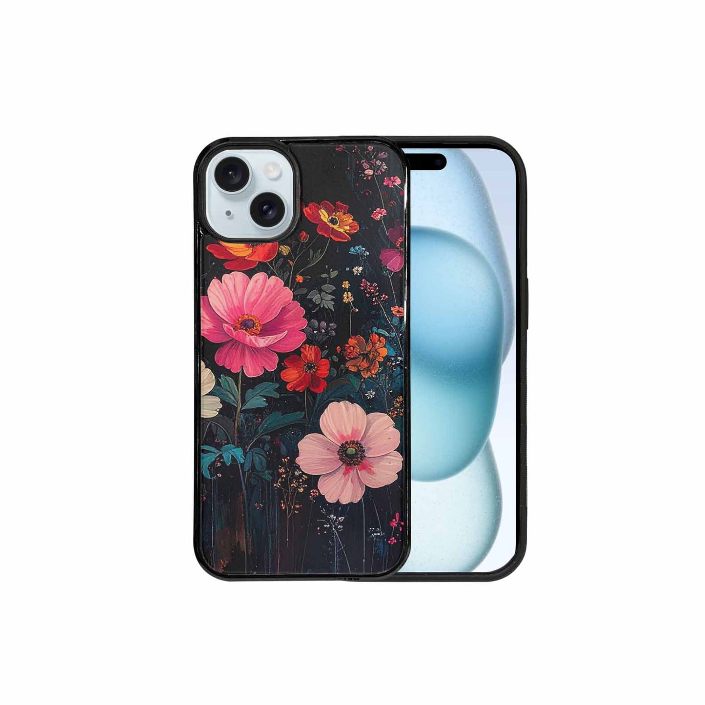 iPhone 15 Plus Case — Shadowy Glitch Floral Pattern Hundreds Of, Custom Print Case Cover