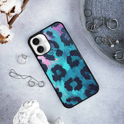 iPhone 16 Plus Case — Leopard Neon Pink Teal Airbrush, Custom Made Phone Cover