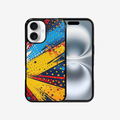 iPhone 16 Case — Comic Halftone Comic Bursts Pattern Hundreds, Original Design Phone Case
