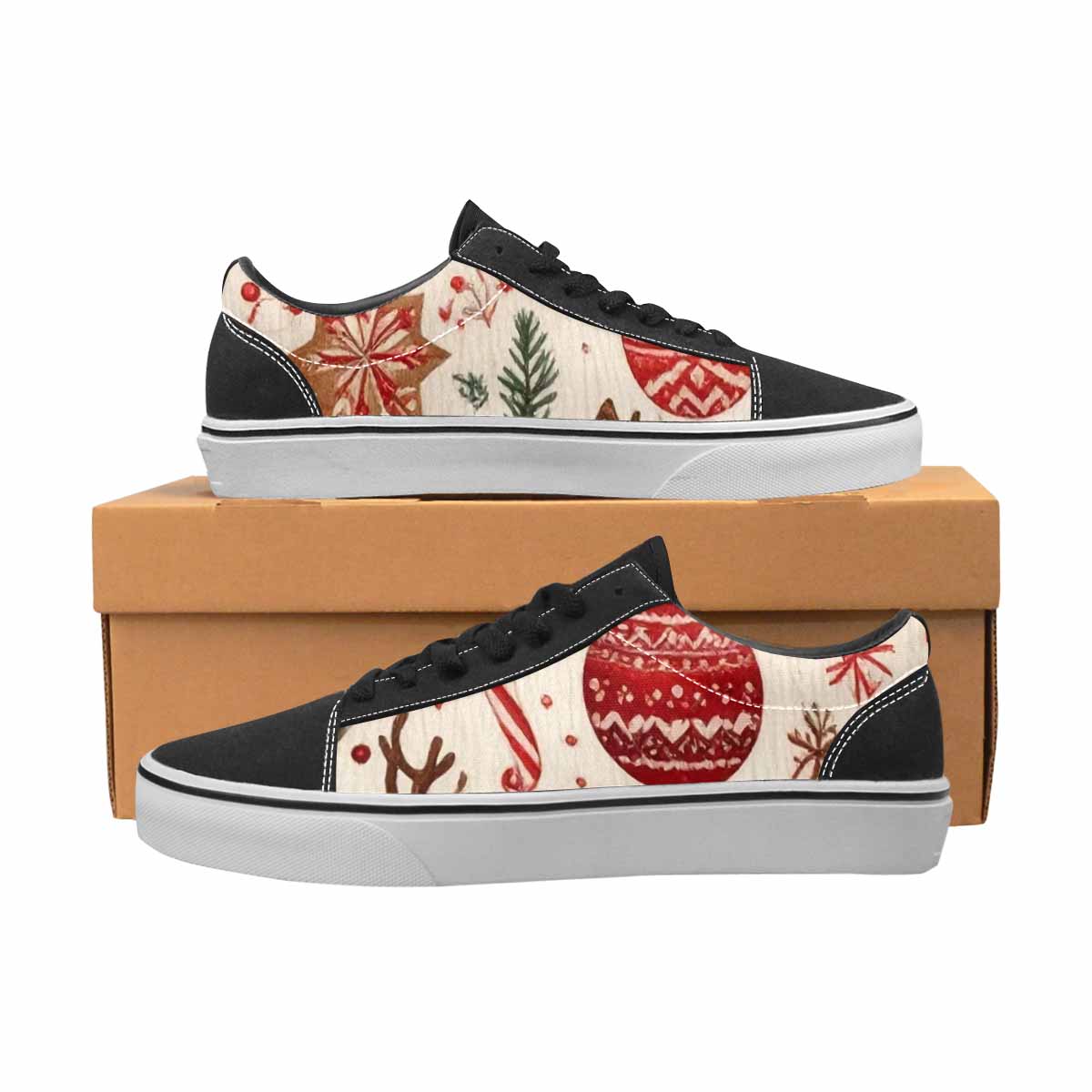 WOMEN'S Christmas Holly Snowflake Canvas Lace-Up Grunge Sneakers