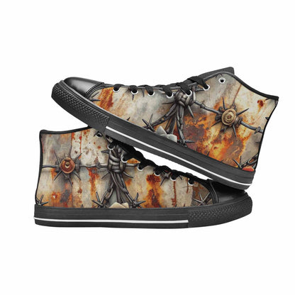MEN'S Barbed Wire Chain High Top Canvas Grunge Sneakers