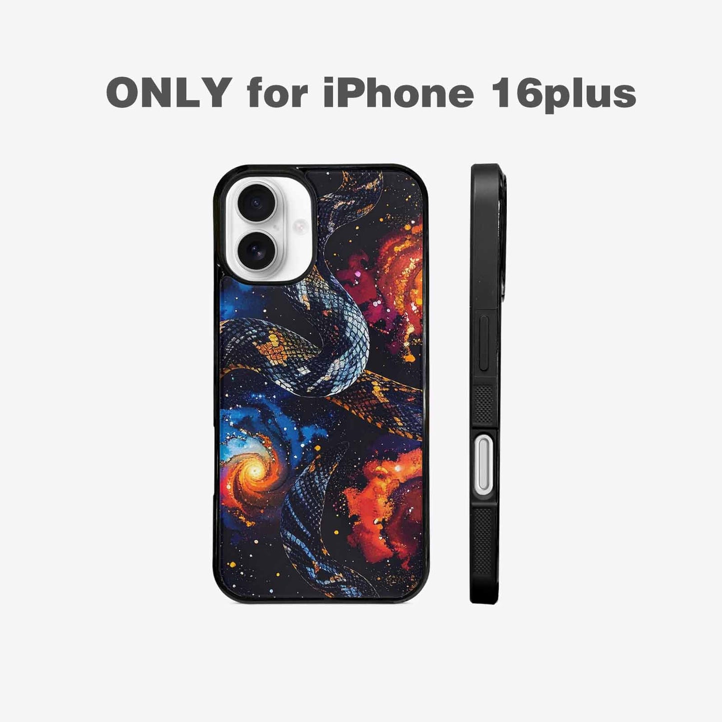 iPhone 16 Plus Case — Galaxy Snake Print, Custom Art Phone Cover