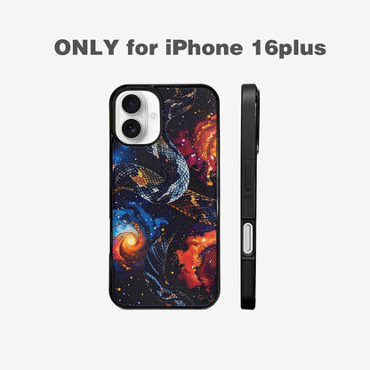 iPhone 16 Plus Case — Galaxy Snake Print, Custom Art Phone Cover