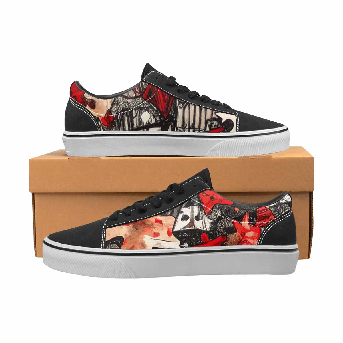 WOMEN'S Camo Patches Lace-Up Canvas Melting Art Sneakers
