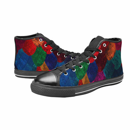 MEN'S Dark Snake Print High Top Canvas Wallpaper Art Custom Shoes
