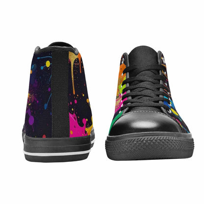 WOMEN'S Paint Splatter High Top Canvas Vivid Custom Sneakers